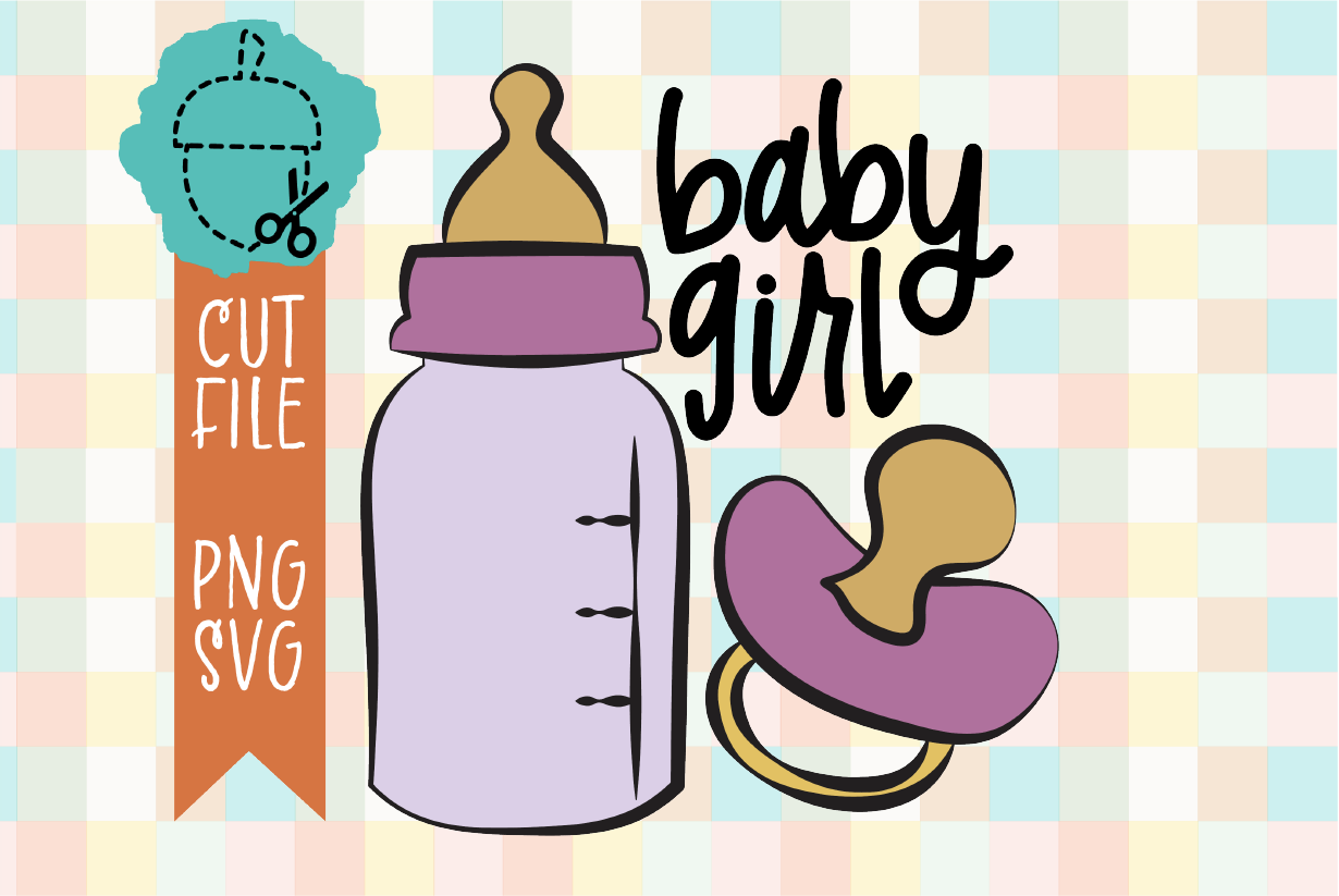 BABY GIRL BOTTLE AND PACIFIER