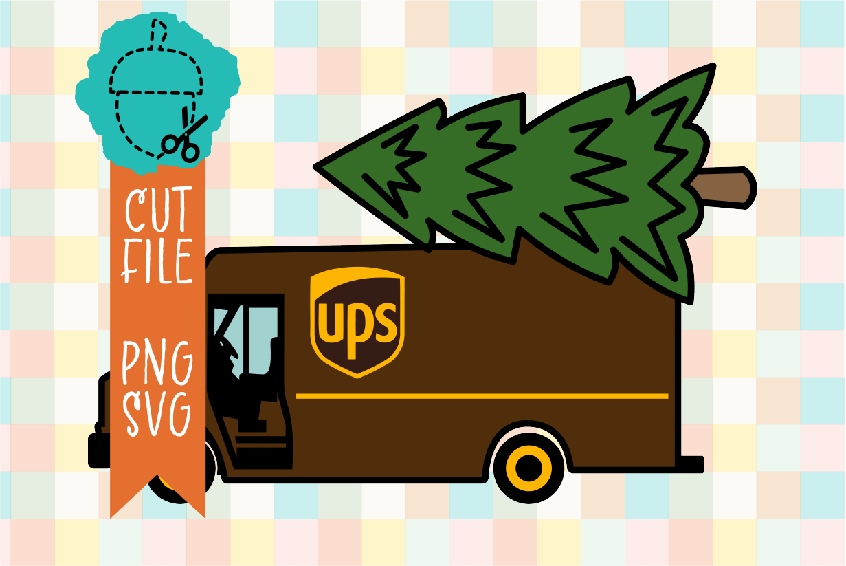 BROWN DELIVERY TRUCK WITH TREE